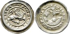 Medieval Coins GERMANY. Braunschweig-Lüneburg. Wilhelm (1195-1213). Pfennig. Obv: Lion advancing right. Rev: Incuse and reverse of obverse. Bonhoff 74. Condition: Very fine. Weight: 0.6 g. Diameter: 2