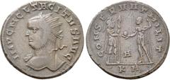 Roman Imperial Coins TACITUS (275-276). Antoninianus. Serdica. Obv: IMP C M CL TACUTVS AVG. Radiate bust left, with slight drapery. Rev: CONSERVAT MILIT / KA. Mars, holding spear, standing right and p