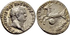Roman Imperial Coins TITUS (79-81). Denarius. Rome. Obv: IMP TITVS CAES VESPASIAN AVG P M. Laureate head right. Rev: TR P VIIII IMP XIIII COS VII P P. Capricorn left; globus below. RIC² 19. Condition: