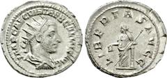 Roman Imperial Coins TREBONIANUS GALLUS (251-253). Antoninianus. Rome. Obv: IMP CAE C VIB TREB GALLVS AVG. Radiate, draped and cuirassed bust right. Rev: LIBERTAS AVGG. Libertas standing left, with le