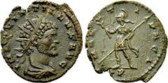 Roman Imperial Coins QUINTILLUS (270). Antoninianus. Mediolanum. Obv: IMP QVINTILLVS AVG. Radiate, draped and cuirassed bust right. Rev: MARTI PACI / P. Mars standing left, holding branch and spear. R
