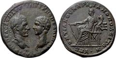 Roman Provincial Coins MOESIA INFERIOR. Marcianopolis. Macrinus with Diadumenian (217-218). Ae Pentassarion. Pontianus, legatus consularis. Obv: AVT K M OΠEΛ CEV MAKPEINOC K M OΠE ANTΩNEINOC K. Heads 