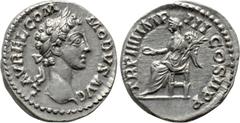 Roman Imperial Coins COMMODUS (177-192). Denarius. Rome. Obv: L AVREL COMMODVS AVG. Laureate head right. Rev: TR P IIII IMP III COS II P P. Victory seated left on throne, holding palm frond and cornuc