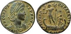 Roman Imperial Coins CONSTANS (337-350). Ae. Antioch. Obv: D N CONSTANS P F AVG. Diademed, draped and cuirassed bust right. Rev: FEL TEMP REPARATIO / AN✷. Constans, holding phoenix on globus and labar