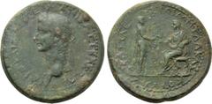 Roman Provincial Coins KINGS OF THRACE (Sapean). Rhoemetalkes III with Caligula (Circa 38-46 AD). Ae. Obv: ΓAIΩ KAIΣΑPΙ ΓEPMANIKΩ ΣEBAΣTΩ. Laureate head of Caligula left. Rev: BAΣIΛEYΣ POIMHTAΛKAΣ KOT