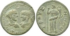 Roman Provincial Coins PHRYGIA. Bruzus. Maximinus Thrax with Maximus (235-238). Ae. Obv: ΑΥΤ Κ Γ ΙΟΥ ΟΥΗΡ ΜΑΞΙΜЄΙΝΟС Γ ΙΟΥ ΟΥΗ ΜΑΞΙΜΟС Κ. Draped and cuirassed bust of Maximinus, laureate, and Maximus,
