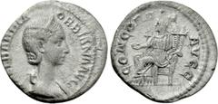 Roman Imperial Coins ORBIANA (Augusta, 225-227). Denarius. Rome. Obv: SALL BARBIA ORBIANA AVG. Draped bust right, wearing stephane. Rev: CONCORDIA AVGG. Concordia seated left on throne, holding patera