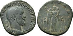 Roman Imperial Coins PUPIENUS (238). Sestertius. Rome. Obv: IMP CAES M CLOD PVPIENVS AVG. Laureate, draped and cuirassed bust right. Rev: VICTORIA AVGG / S - C. Victory standing right, head left, hold