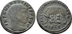 Roman Imperial Coins MAXENTIUS (307-312). Follis. Ostia. Obv: IMP C MAXENTIVS P F AVG. Laureate head right. Rev: SAECVLI FELICITAS AVG N / MOSTT. Lupa Romana standing left, head right, suckling the tw
