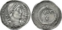 Roman Imperial Coins VALENTINIAN I (364-375). Siliqua. Constantinople. Obv: D N VALENTINIANVS P F AVG. Diademed, draped and cuirassed bust right. Rev: VOT / V in two lines within wreath; C•A. RIC 13a.