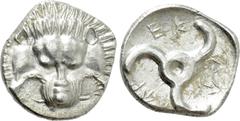 Greek Coins DYNASTS OF LYCIA. Perikles (Circa 380-360 BC). Tetrobol. Uncertain mint, possibly Limyra. Obv: Facing scalp of lion. Rev: Triskeles within incuse circle. Müseler VIII.47-51; SNG von Aulock