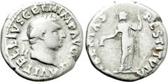 Roman Imperial Coins VITELLIUS (69). Denarius. Rome. Obv: A VITELLIVS GERM IMP AVG TR P. Laureate head right. Rev: LIBERTAS RESTITVTA. Libertas standing facing, head right, holding pileus and vindicta