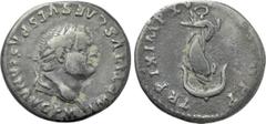 Roman Imperial Coins TITUS (79-81). Denarius. Rome. Obv: IMP TITVS CAES VESPASIAN AVG P M. Laureate head right. Rev: TR P IX IMP XV COS VIII P P. Dolphin coiled around anchor. RIC² 112. Condition: Nea