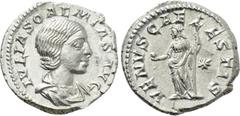 Roman Imperial Coins JULIA SOAEMIAS (Augusta, 218-222). Denarius. Rome. Obv: IVLIA SOAEMIAS AVG. Draped bust right. Rev: VENVS CAELESTIS. Venus standing left, holding apple and sceptre; star to right.