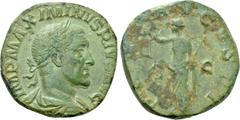 Roman Imperial Coins MAXIMINUS THRAX (235-238). Sestertius. Rome. Obv: IMP MAXIMINVS PIVS AVG. Laureate, draped and cuirassed bust right. Rev: PAX AVGVSTI / S - C. Pax standing left, holding branch an