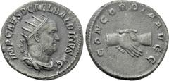 Roman Imperial Coins BALBINUS (238). Antoninianus. Rome. Obv: IMP CAES D CAE L BALBINVS AVG. Radiate, draped and cuirassed bust right. Rev: CONCORDIA AVGG. Clasped hands. RIC 10. Condition: Good very 