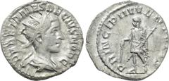 Roman Imperial Coins HERENNIUS ETRUSCUS (Caesar, 249-251). Antoninianus. Rome. Obv: Q HER ETR MES DECIVS NOB C. Radiate and draped bust right. Rev: PRINCIPI IVVENTVTIS. Herennius Etruscus standing lef