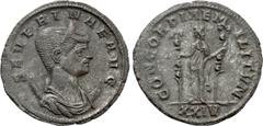 Roman Imperial Coins SEVERINA (Augusta, 270-275). Antoninianus. Siscia. Obv: SEVERINAE AVG. Draped bust right, wearing stephane and set upon crescent. Rev: CONCORDIAE MILITVM / XXIV. Concordia standin