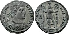 Roman Imperial Coins CONSTANTIUS II (337-361). Ae. Siscia. Obv: D N CONSTANTIVS P F AVG. Diademed, draped and cuirassed bust right; A to left. Rev: CONCORDIA MILITVM / •BSIS✷. Constantius standing fac