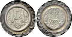 Medieval Coins GERMANY. Donauwörth. Heinrich IV (1190-1197). Pfennig. Obv: Facing head of Heinrich; above, cross between two inward facing eagles; small cross to left and right; all within border of c