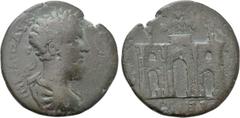 Roman Provincial Coins MYSIA. Parium. Commodus (177-192). Ae. Obv: IMP CAI M AVR COMMODVS. Laureate, draped and cuirassed bust right. Rev: C G I H P. The Triumphal Arch of Parium: Gateway of four colu