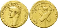 Roman Imperial Coins NERO CLAUDIUS DRUSUS (Died 9 BC). GOLD Aureus. Lugdunum. Struck under Claudius. Obv: NERO CLAVDIVS DRVSVS GERMANICVS IMP. Laureate head left. Rev: DE GERMANIS. Two oblong shields,