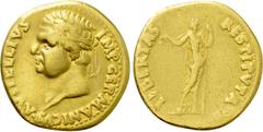 Roman Imperial Coins VITELLIUS (69). GOLD Aureus. Uncertain mint in Spain, possibly Tarraco. Obv: A VITELLIVS IMP GERMANICVS. Laureate head left, with small globus at point of neck. Rev: LIBERTAS REST