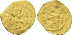 Byzantine Coins JUSTINIAN I (527-565). GOLD Tremissis. Constantinople. Obv: D N IVSTINIANVS P P AVG. Diademed, draped and cuirassed bust right. Rev: VICTORIA AVGVSTORVM / CONOB. Victory advancing righ