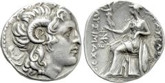 Greek Coins KINGS OF THRACE (Macedonian). Lysimachos (305-281 BC). Drachm. Ephesos. Obv: Diademed head of the deified Alexander right, wearing horn of Ammon. Rev: ΒΑΣΙΛΕΩΣ / ΛΥΣΙΜΑΧΟΥ. Athena seated l