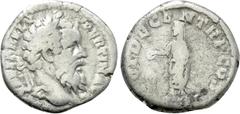 Roman Imperial Coins PERTINAX (193). Denarius. Rome. Obv: IMP CAES P HELV PERTIN AVG. Laureate head right. Rev: VOT DECEN TR P COS II. Pertinax standing left, sacrificing with patera over tripod to le