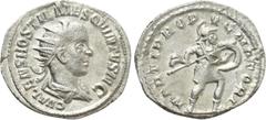 Roman Imperial Coins HOSTILIAN (Caesar, 250-251). Antoninianus. Rome. Obv: C VALENS HOSTIL MES QVINTVS N C. Radiate, draped and cuirassed bust right. Rev: MARTI PROPVGNATORI. Mars advancing right, hol