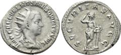 Roman Imperial Coins HOSTILIAN (251). Antoninianus. Rome. Obv: IMP CAE C VAL HOS MES QVINTVS AVG. Radiate, draped and cuirassed bust right. Rev: SECVRITAS AVGG. Securitas standing facing, with head ri