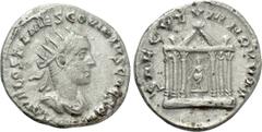 Roman Imperial Coins HOSTILIAN (Caesar, 250-251). Antoninianus. Antioch. Obv: C OVAL OSTIL MES COVINTVS CAESAR. Radiate and draped bust right; pellets below. Rev: SAECVLVM NOVVM. Hexastyle temple, con