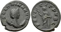 Roman Imperial Coins SALONINA (Augusta, 254-268). Antoninianus. Mediolanum. Obv: SALONINA AVG. Draped bust right, wearing stephane and set upon crescent. Rev: FELICIT PVBL. Felicitas standing left, ho
