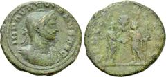 Roman Imperial Coins AURELIAN (270-275). As. Rome. Obv: IMP AVRELIANVS AVG. Laureate, draped and cuirassed bust right. Rev: CONCORDIA AVG. Severina and Aurelian, holding sceptre, standing facing one a