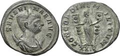 Roman Imperial Coins SEVERINA (Augusta, 270-275). Antoninianus. Siscia. Obv: SEVERINAE AVG. Draped bust right, wearing stephane and set upon crescent. Rev: CONCORDIAE MILITVM / XXIQ. Concordia standin