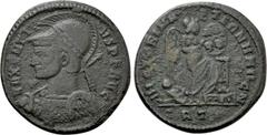 Roman Imperial Coins MAXENTIUS (307-312). Half Follis. Rome. Obv: MAXENTIVS P F AVG. Laureate, helmted and cuirassed bust left, holding spear and shield. Rev: VICTORIA AETERNA AVG N / RT. Victory stan