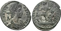 Roman Imperial Coins CONSTANS (337-350). Ae. Aquileia. Obv: D N CONSTANS P F AVG. Diademed, draped and cuirassed bust right; A to left. Rev: FEL TEMP REPARATIO / AQP•. Constans standing left in galley