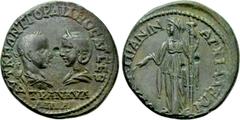 Roman Provincial Coins THRACE. Anchialus. Gordian III with Tranquillina (238-244). Ae. Obv: AVT K M ANT ΓΟΡΔΙΑΝΟC AVΓ CEB / TRANKVΛΛINA. Draped busts of Gordian, laureate and cuirassed, and Tranquilli
