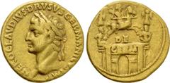 Roman Imperial Coins NERO CLAUDIUS DRUSUS (Died 9 BC). GOLD Aureus. Lugdunum. Struck under Claudius. Obv: NERO CLAVDIVS DRVSVS GERMANICVS IMP. Laureate head left. Rev: DE / GERM. Triumphal arch surmou
