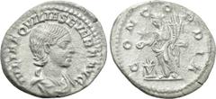 Roman Imperial Coins AQUILIA SEVERA (Augusta, 220-221 & 221-222). Denarius. Rome. Obv: IVLIA AQVILIA SEVERA AVG. Draped bust right. Rev: CONCORDIA. Concordia standing left, holding double cornucopia a