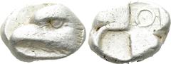 Greek Coins PAPHLAGONIA. Sinope. Drachm (Circa 425-410 BC). Obv: Head of sea-eagle left; below, dolphin left. Rev: Quadripartite incuse square with two opposing quarters filled; one of the other two c