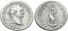 Roman Imperial Coins TITUS (79-81). Denarius. Rome. Obv: IMP TITVS CAES VESPASIAN AVG P M. Laureate head right. Rev: TR P IX IMP XV COS VIII P P. Dolphin coiled around anchor. RIC² 112. Condition: Ver