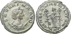 Roman Imperial Coins SEVERINA (Augusta, 270-275). Antoninianus. Antioch. Obv: SEVERINA AVG. Draped bust right, wearing stephane and set upon crescent. Rev: CONCORDIAE MILITVM / XXI. Concordia standing