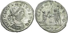 Roman Imperial Coins TACITUS (275-276). Antoninianus. Antioch. Obv: IMP C M CL TACITVS AVG. Radiate, draped and cuirassed bust right. Rev: CLEMENTIA TEMP / XXI. Tacitus, holding eagle-tipped sceptre, 