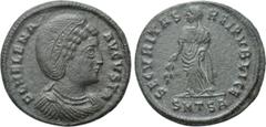 Roman Imperial Coins HELENA (Augusta, 324-328/30). Follis. Thessalonica. Obv: FL HELENA AVGVSTA. Diademed and mantled bust right. Rev: SECVRITAS REIPVBLICE. Securitas standing left, holding branch; SM