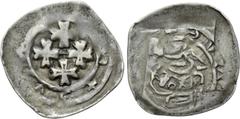 Medieval Coins HOLY ROMAN EMPIRE. Gutenwert (Otok). (Circa 13th century). Pfennig. Obv: Four crosses potent in cruciform pattern. Rev: Figure seated facing on throne. CNA Cj81. Condition: Very fine. W
