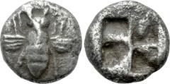 Greek Coins IONIA. Ephesos. Hemidrachm (Circa 550-500 BC). Obv: Bee. Rev: Quadripartite incuse square. SNG Kayhan I -; Karwiese series III; cf. Rosen 384 (tetartemorion); Hirsch 332, lot 2237 (which r