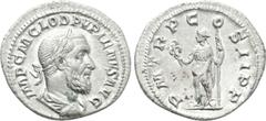 Roman Imperial Coins PUPIENUS (238). Denarius. Rome. Obv: IMP C M CLOD PVPIENVS AVG. Laureate, draped and cuirassed bust right. Rev: P M TR P COS II P P. Felicitas standing left, holding caduceus and 