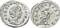 Roman Imperial Coins HERENNIA ETRUSCILLA (Augusta, 249-251). Antoninianus. Rome. Obv: HER ETRVSCILLA AVG. Draped bust right, wearing stephane and set upon crescent. Rev: PVDICITIA AVG. Pudicitia seate